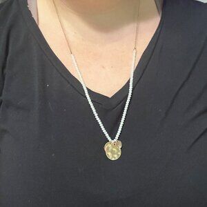 Gold Necklace with White Beads